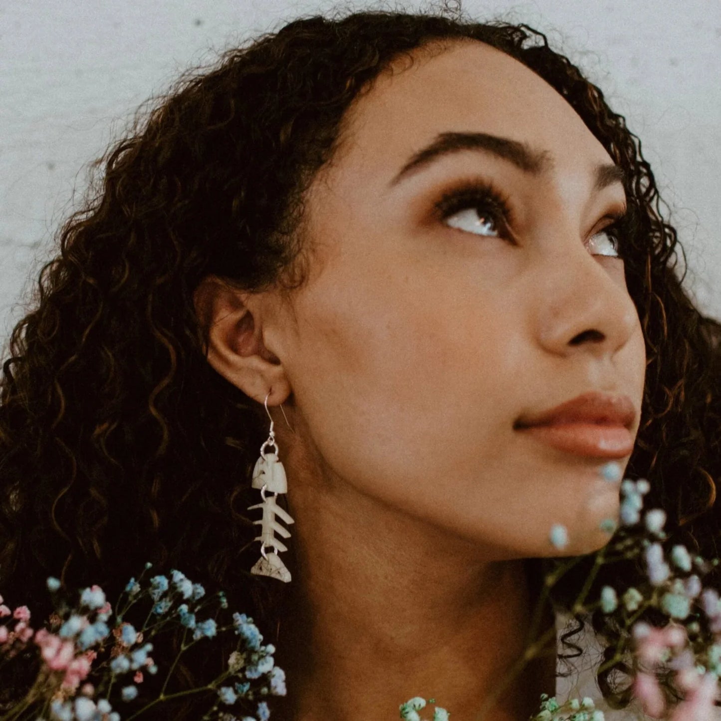 Copper Canoe Woman Earrings Small Salmon Ghost - Ivory