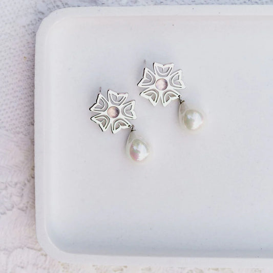 Wild Rose Sovereign Earrings - Rhodium Platinum