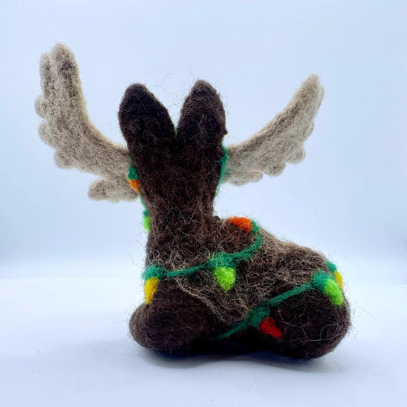 Moose with Lights 100% Felted Wool Handcrafted Ornament