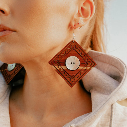 Copper Canoe Woman Ancestral Framing Earrings