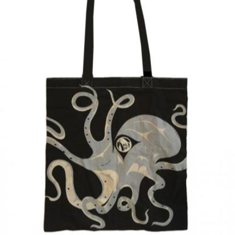 Andrew Williams Octopus Black Cotton Shopping Bag