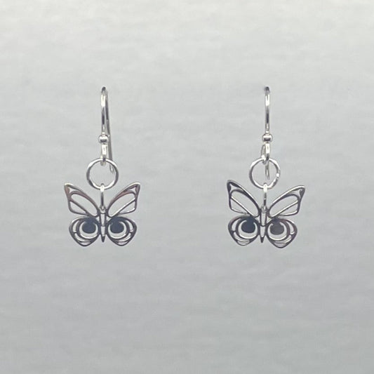 Morgan Asoyuf Earrings Mini Silver Butterfly Hooks