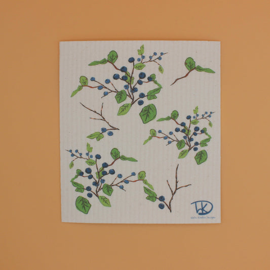 Swedish Dishcloth - Blueberry artwork by Alaskan Artist Hollis Kitchin