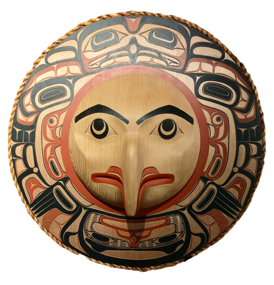 Mask- D. A. Boxley; Cedar & Cedar Bark Rope, Eagle with Beak, Circle Panel