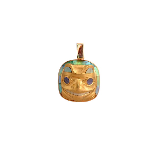 Jay Simeon Pendant Gold & Abalone - Bear