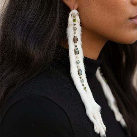 L'ook Beadwork Earrings Ermine with Beadwork