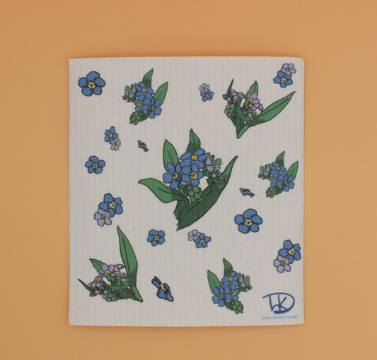 Swedish Dishcloth -Forget-Me-Not artwork by Alaskan Artist Hollis Kitchin (Copy)