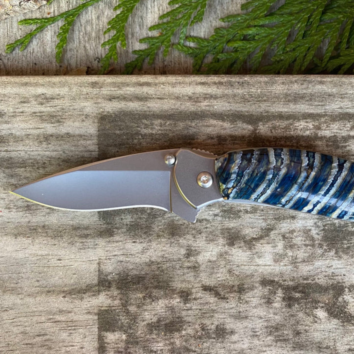 Kershaw Scallion Mammoth Tooth Damascus Pocket Knife