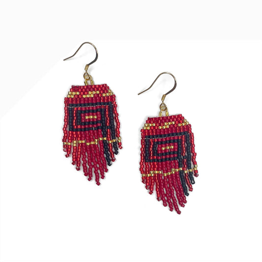 Kéet Creations Earrings Beaded Ravenstail Red and Gold