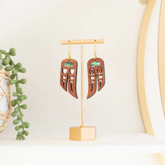 Copper Canoe Woman Earrings Lovebirds (Cedar)