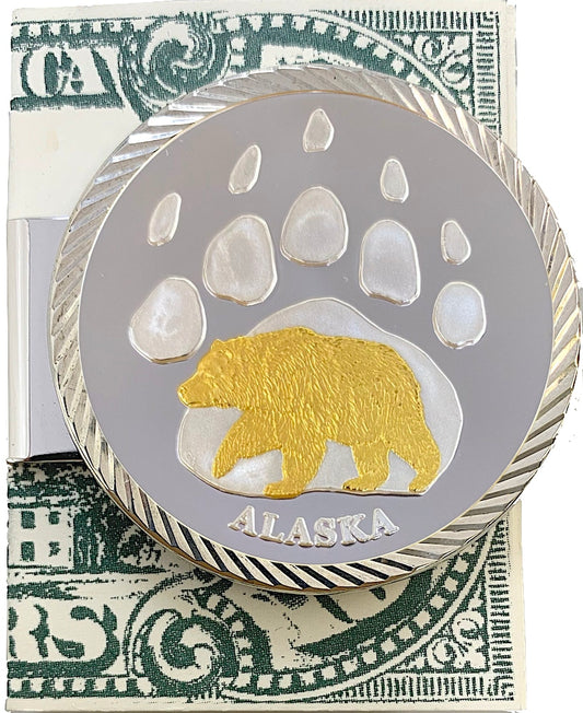 Bear Paw Medallion Money Clip with 1/4 oz Gold Relief