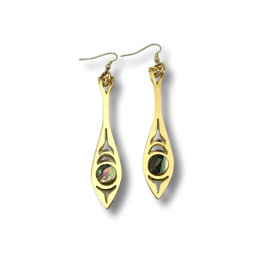 Copper Canoe Woman Earrings Paddle Song (Gold)
