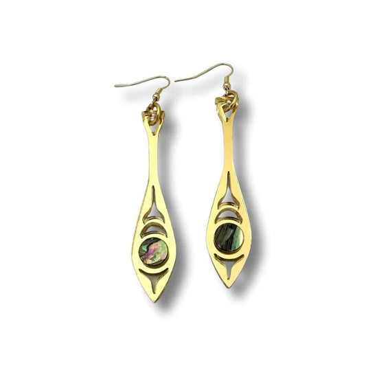 Copper Canoe Woman Earrings Paddle Song (Gold)
