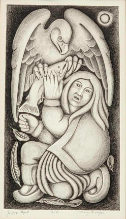 Art Print- Regat; "Boy & Eagle", Framed