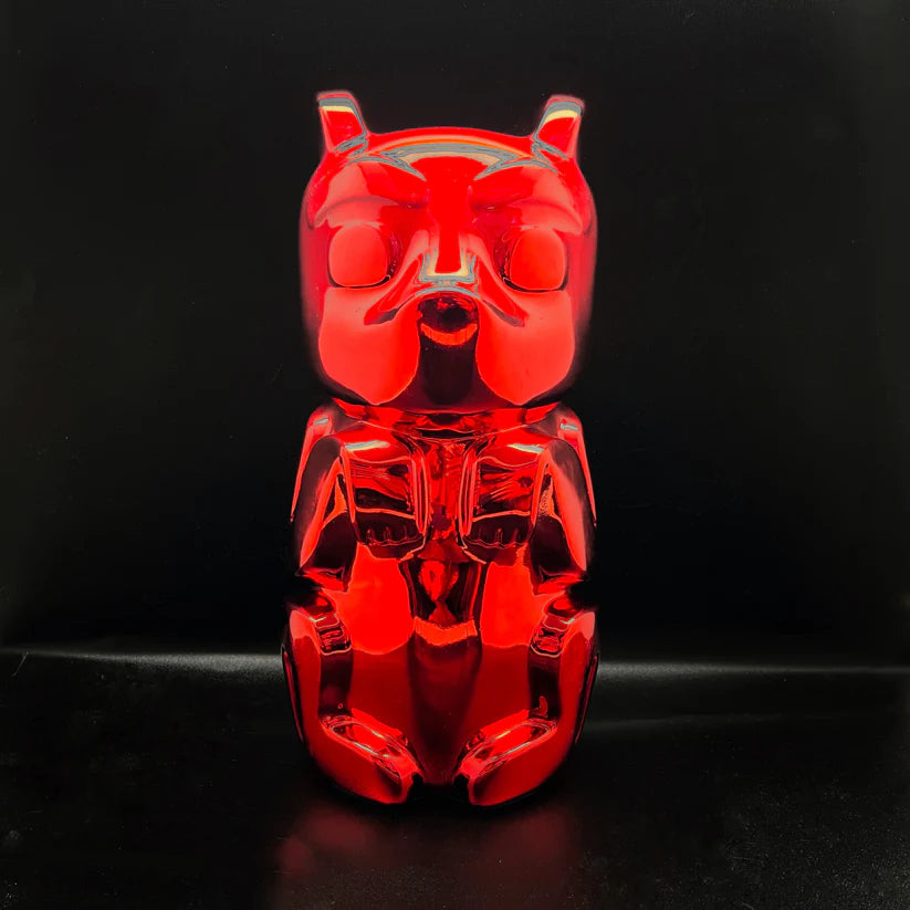 Likoodzí Xóotsk'i – 12" Stainless Steel Tlingit Gummy Bear Sculpture (Raspberry) by Artist Rico Worl (C)