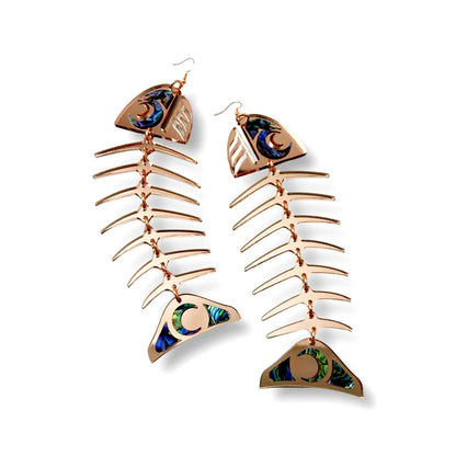 Copper Canoe Woman Earrings Salmon Ghost (Large) (Rose Gold)