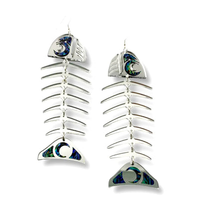 Copper Canoe Woman Earrings Salmon Ghost (Large) (Silver)