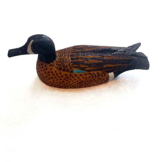 Blue-Winged Teal Bird Ivory Figurine by Inupiaq artist Ted Mayac Jr