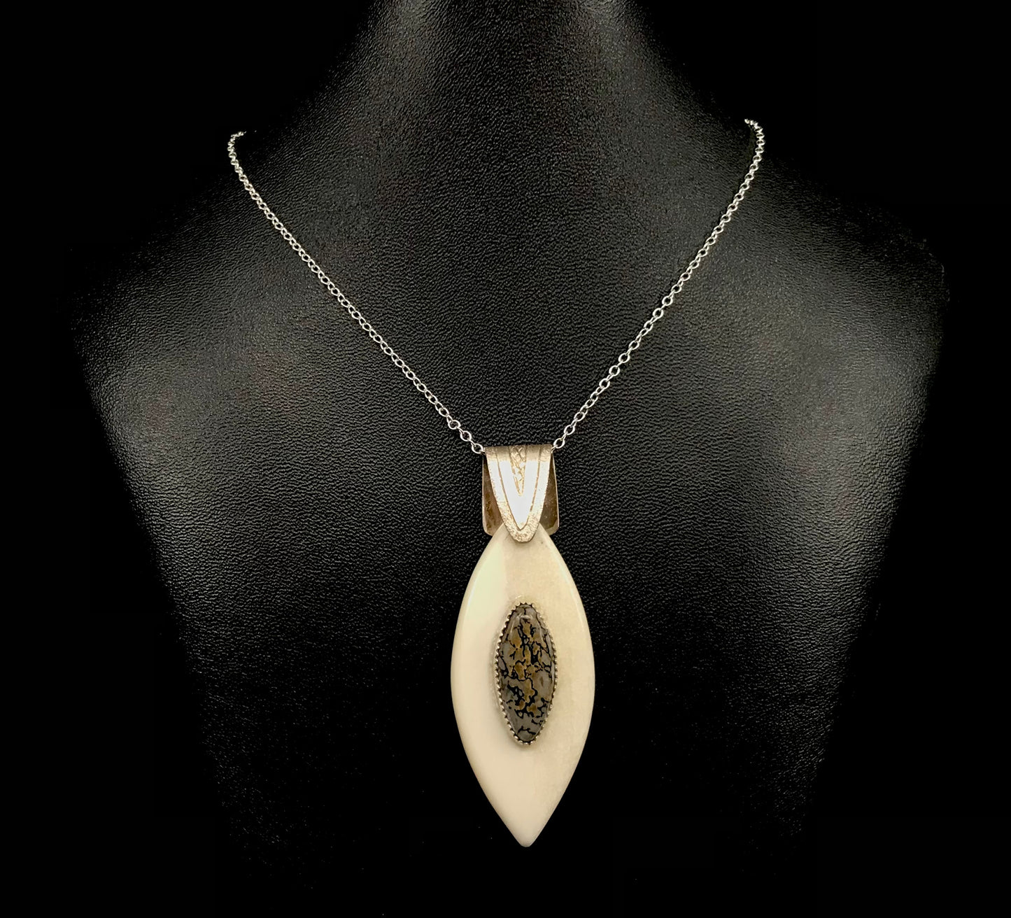 Pendant- R. Isturis; Ivory, Dino, Gemstone