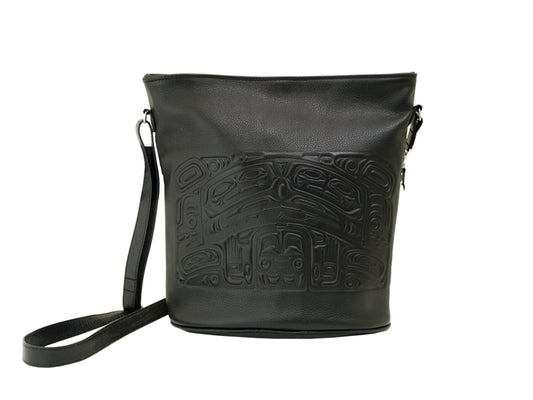 Embossed Leather Purse with Side Zipper Bear Box