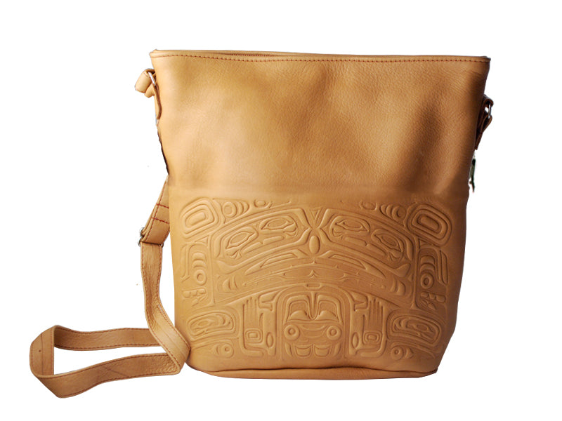 Embossed Leather Purse with Side Zipper Bear Box