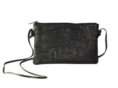 Embossed Leather Crossbody Bag Bear Box Design