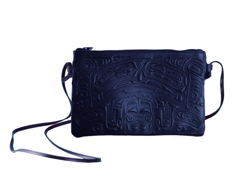 Embossed Leather Crossbody Bag Bear Box Design