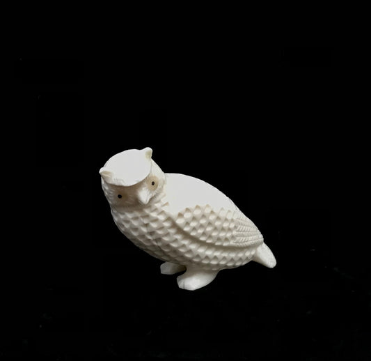 Ivory- RAY; Owl, Fossilized, Baleen, 2.5"