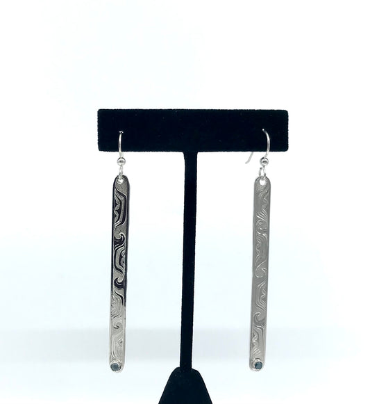 Tammy Owens Earrings Silver Waves with Blue Topaz