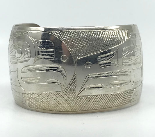 Bracelet- B. Chilton: SIlver, Lovebirds, 1.5"