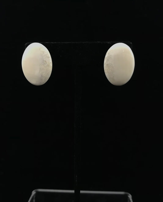 ER- Ellis; Walrus Ivory, Stud, Oval