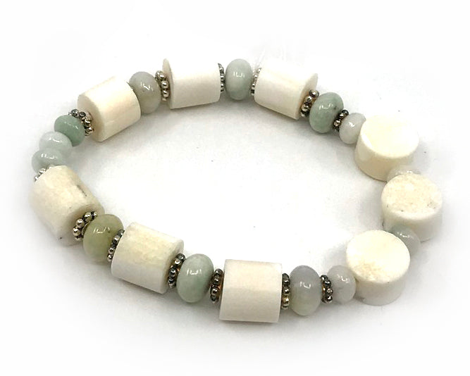 Bracelet- Batt; Ivory & Beads, Various Colors