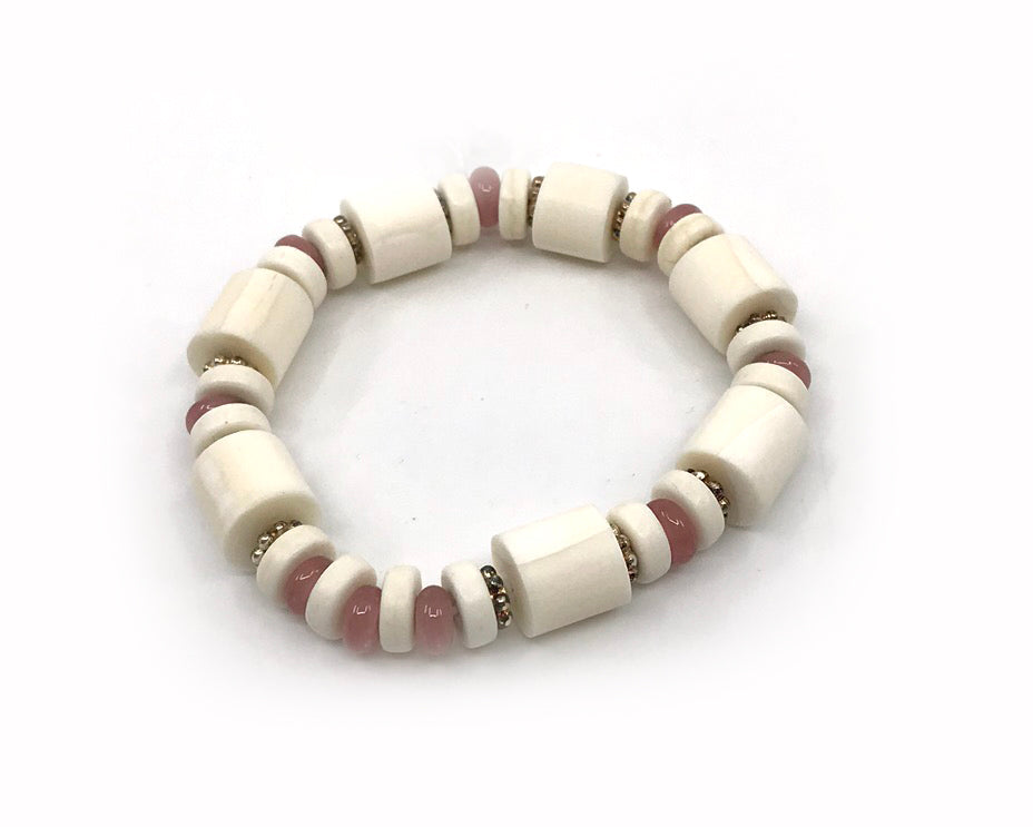 Bracelet- Batt; Ivory & Beads, Various Colors