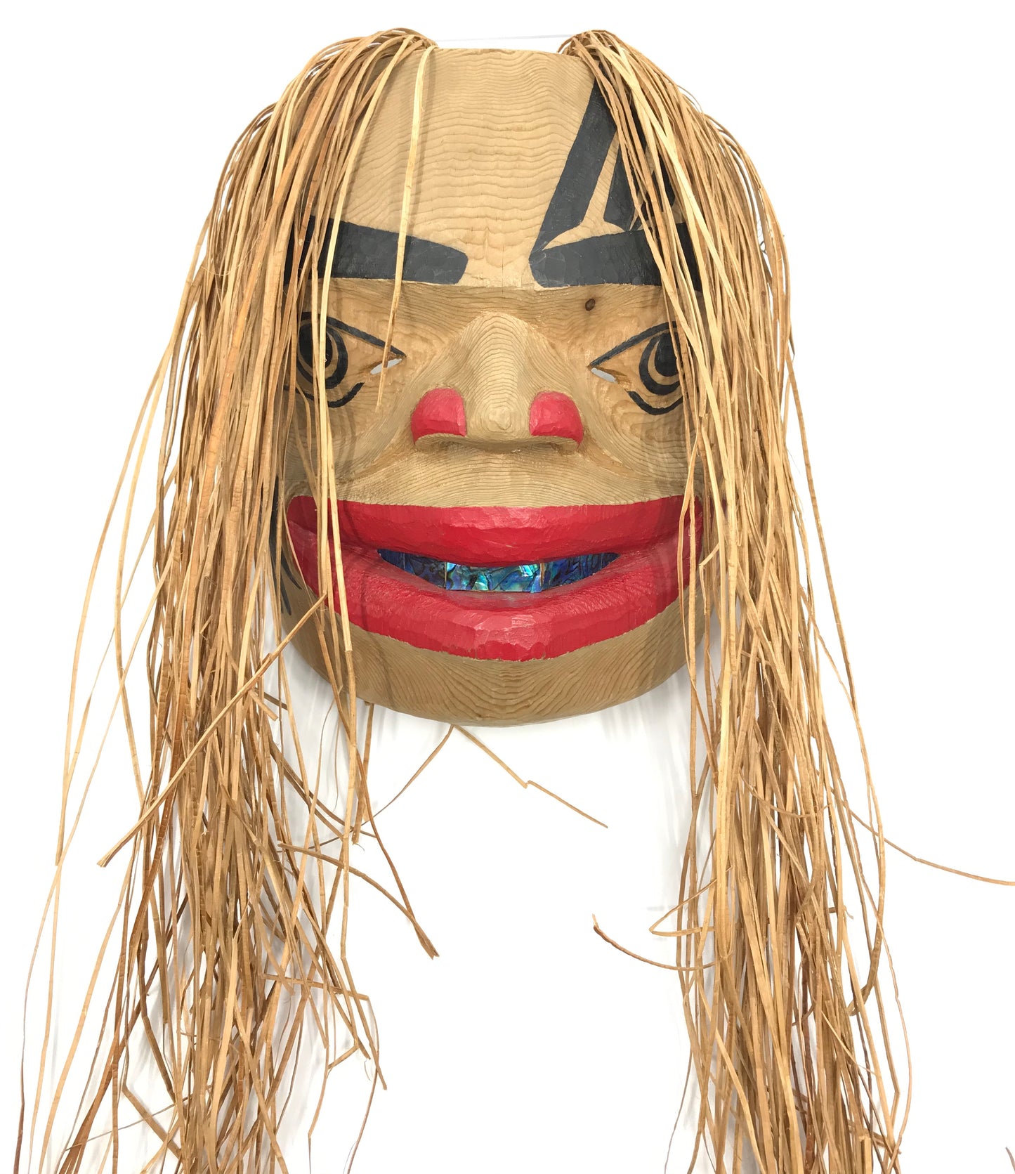 Samuel Sheakley Mask Yellow Cedar with Abalone "First Men"