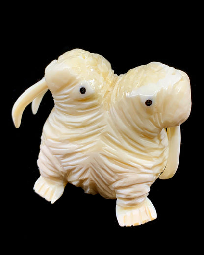 Ivory- D. Pungowiyi, Double-Headed Walrus, Baleen Inlay eyes