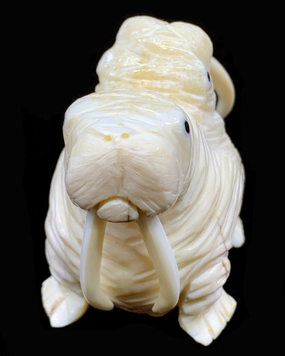 Ivory- D. Pungowiyi, Double-Headed Walrus, Baleen Inlay eyes