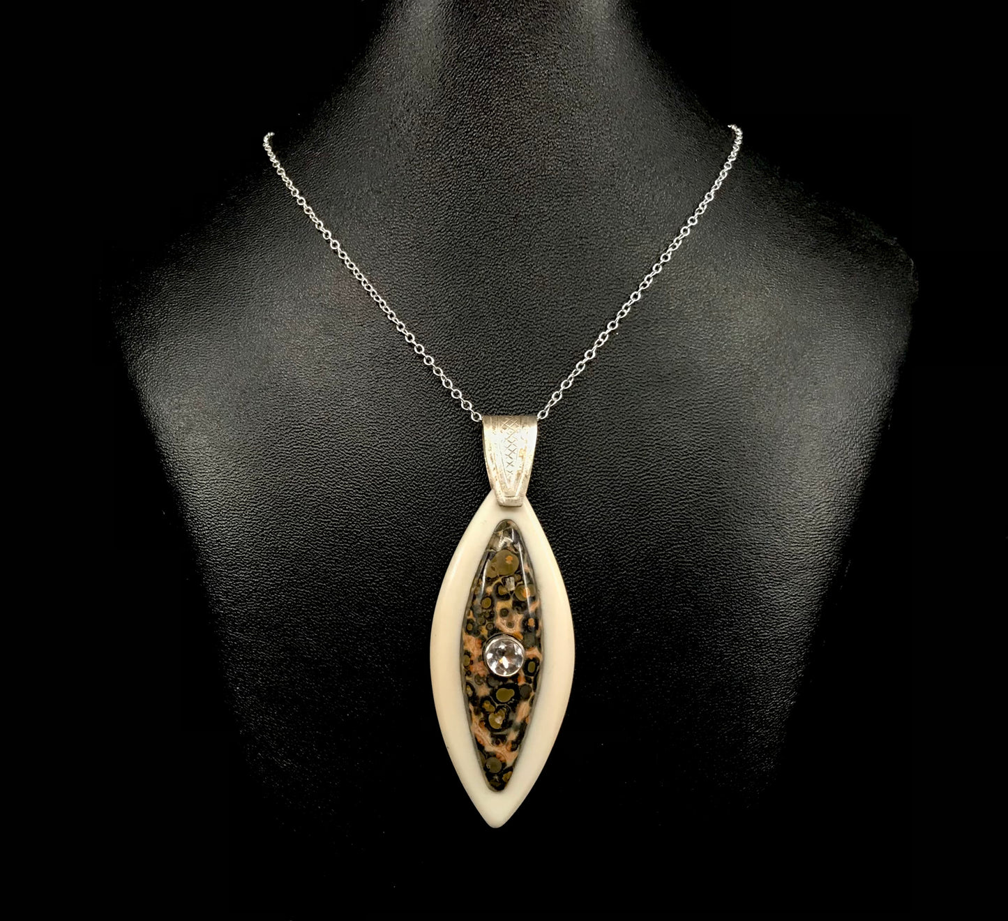 Pendant- R. Isturis; Ivory, Dino, Gemstone