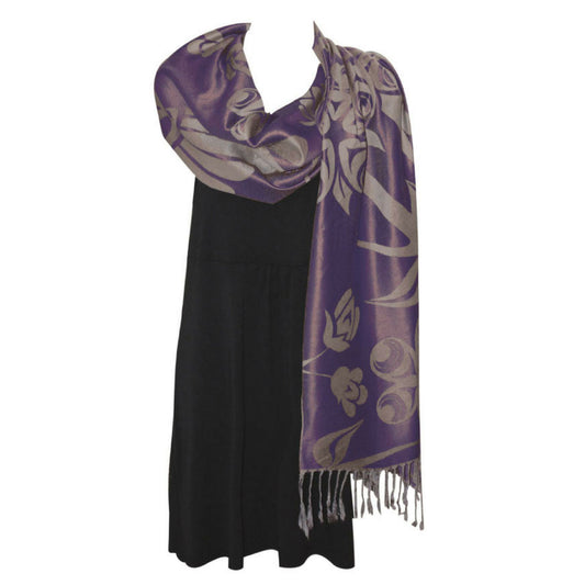 Sacred Shawl - Blossoms & Hummingbird, Purple