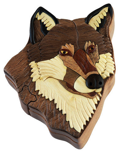 Puzzle Box- Wood, Wolf