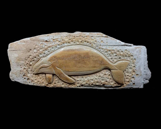 Sculpture- Sockpick; Swimming Whales & Dots, Whalebone Various Sizes