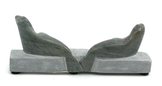 Soapstone Art- S. Grant, Steller Sea Lion 2 Lying on Ice