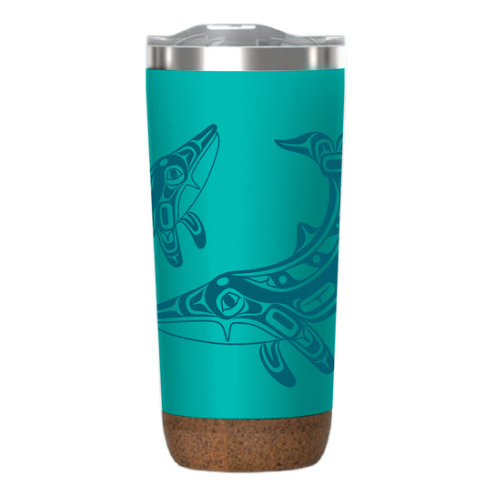 Cork Base Travel Mugs - Humpback Whale - 20 oz